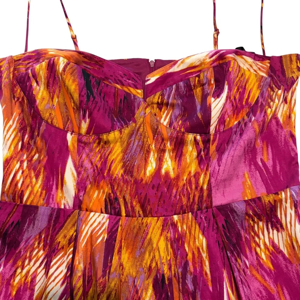 Bisou Bisou Strapless Sheath Dress Size 16 Pink Orange Abstract Cocktail Dress - Picture 9 of 10
